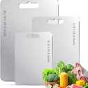 Titanium Cutting Board Set of 3 (S+M+L), 100% Pure Titanium Kitchen Cutting Boards, Double-Sided Chopping & Serving Board for Meat, Vegetables & Cheese, Lightweight, Durable & Dishwasher Safe