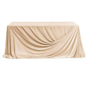 Ling's moment Golden Glove Wedding Table Cloths in Premium Crumpled Velvet, 9ft x 11ft, Fits 4ft/6ft Rectangular/Round Sweetheart&Head Table for Wedding Reception, Bridal Shower, Birthday Decoration