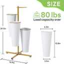 Flower Bar Stand with 4 Metal Buckets, 4 Tier Flower Display Stand, Rotatable Flower Cart Iron Plant Stand for Wedding or Florist Decor, Upgrade Metal Bucket Durable than Plastic Bucket