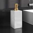 Real Natural Marble Soap Dispenser with Stainless Steel Pump Decorative Liquid Hand Soap Bottle for Kitchen Bathroom, Compatible with Lotion, Dish Soap Shower Gel (White 1 Set)
