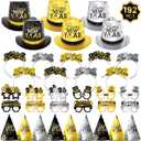 192PCS New Years Eve Party Supplies 2026 for 96 Guests, Happy New Years Decorations Party Favors Includes Top Hats, Tiaras, Glasses Accessories for Adults Nye Decorations 2026