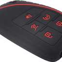 2 x LemSa 2Pcs 5 Buttons Soft Silicone Remote Smart Car Key Fob Cover Case Protector Holder for Chevrolet Corvette 2020 Suburban Tahoe 2021, Red Blue Buttons