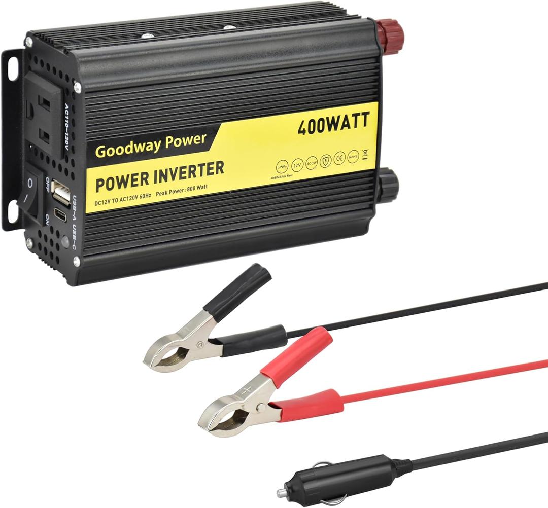 Compact and Lightweight Modified sine Wave Power Inverter DC12V to AC110-120V 60Hz with Rated Output Power 100W,200W, 300W, 400W for Choice (200, Watts)