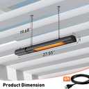 Ceiling Electric Outdoor Heater Wifi Control Wall-Mounted Hanging Patio 1500W Infrared 9 Heat Levels, 24H Timers, Carbon Fiber Tube Heating Wall Heater for Gazebo, Balcony