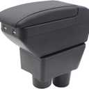 YJYWZH Armrest Box for Nissan Almera Versa 2012-2019 Car Center Storage Box Organizer Interior Hand Centre Consoles with 4 USB Ports Cup Holder Arm Rest Double-Layer Black Accessories