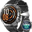 Military Smart Watches for Men, 1.7″ Smart Watch with 1000 mAh Battery, Led Flashlight, Answer/Make Calls, IP68 Waterproof, Heart Rate/Sleep Monitor 100+ Sport Modes Fitness Watch for Android/iPhone
