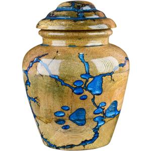 Mango Wood & Resin Cremation Urn for Human & Pet Ashes - Dog Paw, Marble, Wood Grain Pattern - Decorative Urn - Medium - 80 lbs