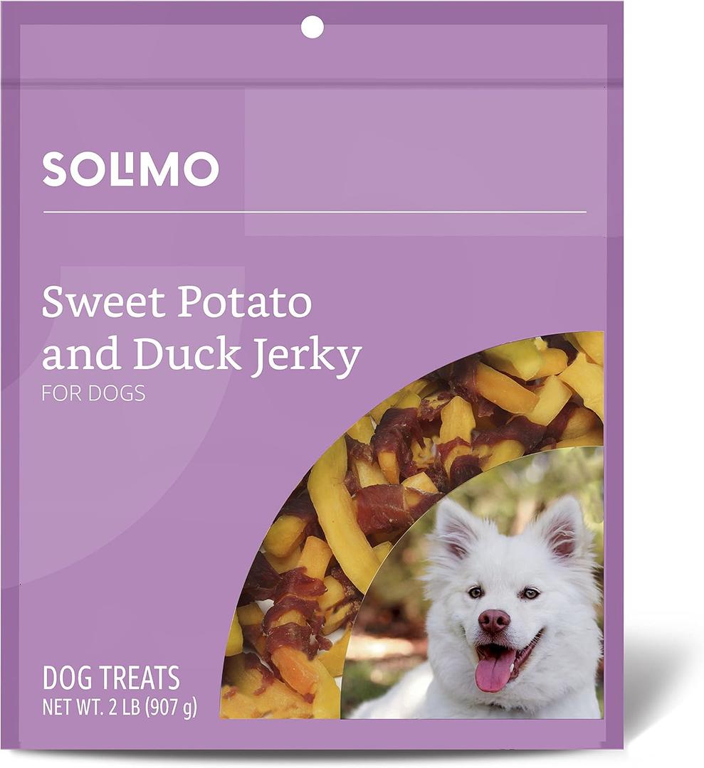 Amazon Brand - Solimo Sweet Potato & Duck Jerky Dog Treats, 2 pounds (EXP 08/09/27)