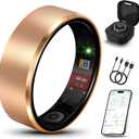 Smart Health Ring 2.0 for Women Men, Slim Scratch & Fingerprint Resistant Design, Efficient Chip Fitness Tracker, Monitors Heart, Blood Oxygen & Pressure, Sleep, Steps, Waterproof, Rose Gold 9