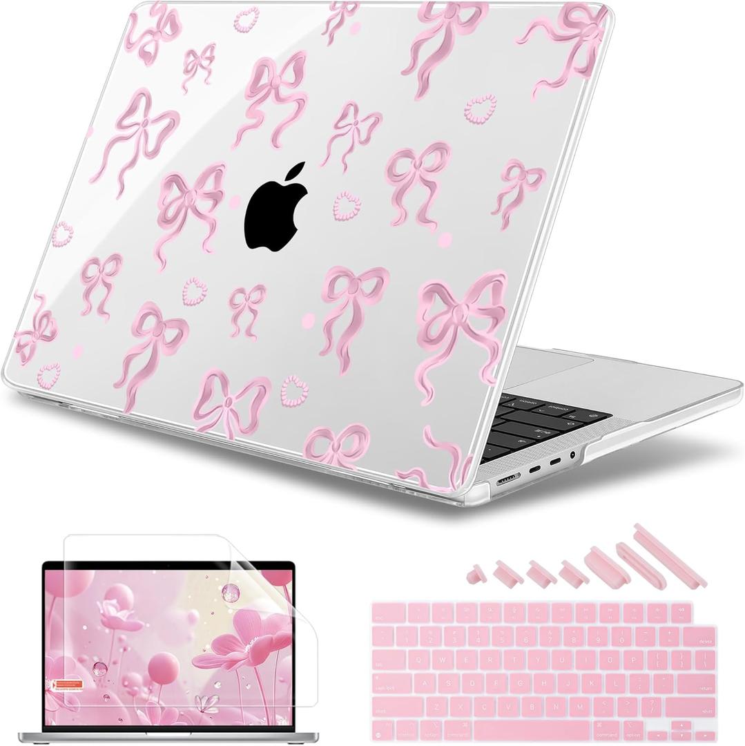 May Chen for 2026 MacBook Pro 14-inch M5 M4 M3 M2 M1 Pro/Max Chip, Release 2026 2025-2021, Model A3427 A3426 A3434 A3112 A3401 A3185, Plastic Hard Shell with Keyboard Cover, Heart Bow