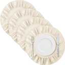 4 Pcs 15 Inch 100% Cotton Scalloped Round Placemats, Thin White Place Mats with Ruffle, Washable Placemats Table Mats for Kitchen Dining Holiday Gatherings Decor