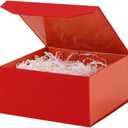 1 Pcs 6x6x3 Inch Red Magnetic Gift Box Small Magnetic Box with Crinkle Paper Red Small Gift Box with Shredded Paper Luxury Gift Boxes with Lids for Presents