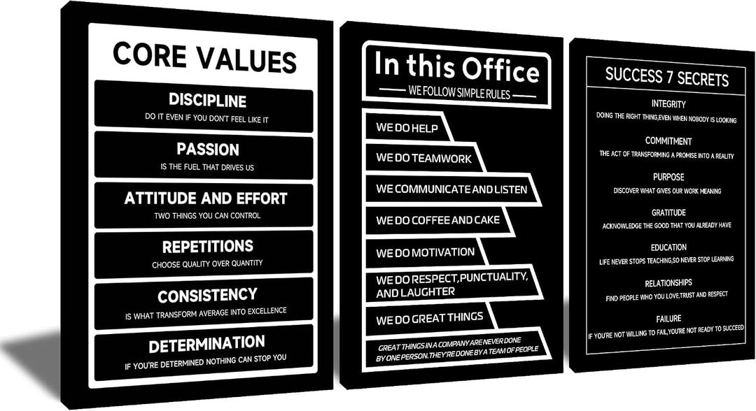 Inspirational Wall Decor for Office Motivational Print Canvas Wall Art 3 Piece In This Office Quotes Picture Painting Inspiring Themes Posters Artwork for Workplace Corridor Framed [60''W x 28''H]