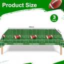 3Pcs Football Tablecloth Disposable, Football Party Decorations, Plastic Touchdown Table Cover, Green Football Field Table Cloth for Game Day Party Tailgate Decorations, 54 x 108 Inch