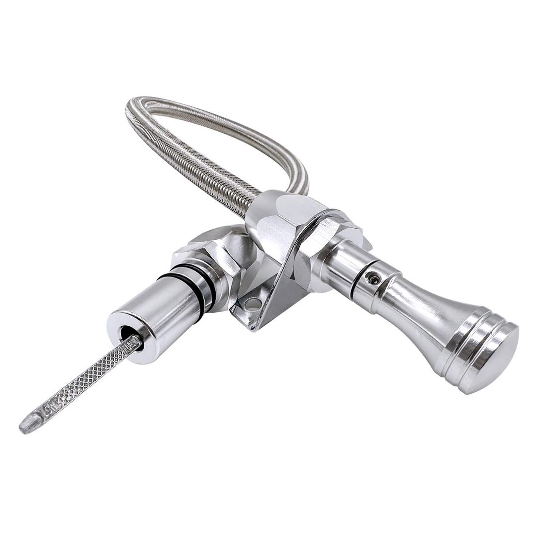 TH350/TH400 Dipstick Turbo 350/400 Firewall Mounted Flex Transmission Oil Dipstick Compatible with GM/Chevy (Silver)