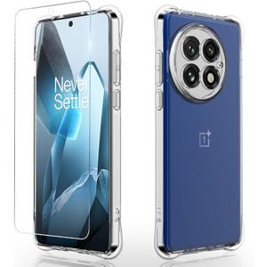 Osophter for Oneplus 13 Case: Clear Women Girls Boys with Screen Protector Reinforced Corners TPU Shock-Absorption Flexible for Oneplus 13 5G Phone Case-Clear