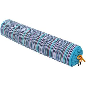 Levoberg Round Buckwheat Hull Pillow Neck Roll Pillow Cervical Support Pillow with Removable Cotton Cover for Sleeping (Blue)