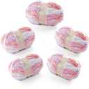 5 Pcs Chunky Yarn for Hand Knitting - Chunky Chenille Yarn for Crocheting - Fluffy Yarn for Crochet - Jumbo Yarn for Hand Knitting 200 yds 61.6 oz of Super Bulky Yarn (Pink-Purple-White)