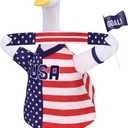 2 x 23” 4th of July Porch Goose Outfit, Sports Fan Porch Goose Outfits with Cap, Scarf and Flag, Patriotic Goose Clothes for Summer, Independence Day, Fans Football Party, Sports Season, Outdoor Lawn