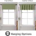 Chyhomenyc Sage Green Valances for Window, Room Darkening Short Curtains for Kitchen Bedroom Living Room, Rod Pocket Top Small Window Treatment Valance RV Bunk Panels, 60" Wx18 L, 2 Pieces