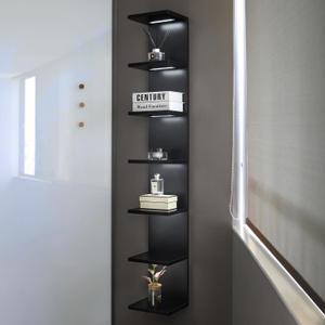 7 Tier Wall Shelves with Led Light, Lack Wall Shelf Unit, Vertical Shelf with Remonte Control,Black Shelves