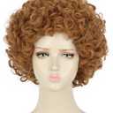 yuehong Short Curly Light Brown Women Wig Fluffy Afro Anime Cosplay Costume Hair Soft Breathable Heat Resistant Synthetic Fibers Wig