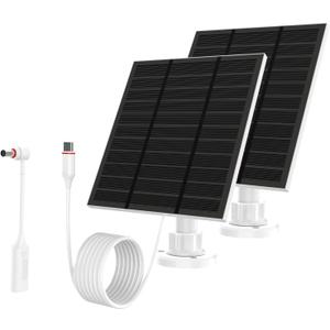 Solar Panels for Ring Camera Outdoor (New Generation) 5W 5V Solar Panel Charger with USB-C&Plug for Spotlight Cam Plus&Stick Up Cam Pro.Waterproof IP65 360Adjustable 2M Cable (White, 2)
