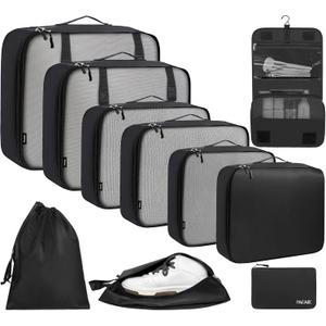 BAGAIL 10 Set Packing Cubes Various Sizes Packing Organizer for Travel Accessories Luggage Carry On Suitcase