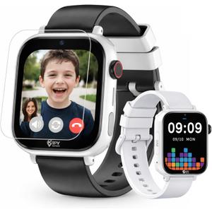 Kipywatch Smart Watch for Kids - Kids Watch with GPS Tracker, Safe Zones Alert Camera, Voice & Video Call, School Mode Parental App, Subscription Required - Extra White Strap - Gifts for Boys 3-12