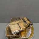 WDF 150PCS Gold Plastic Plates Set - Valentines Plates 25Guests Gold Disposable Dinnerware Sets for Valentine's Day