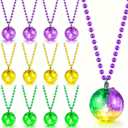 Mardi Gras Beads Necklaces Light Up Neon Mardi Gras Parade Throws Bulk Glow in the Dark Beads LED Disco Bead Necklaces 70s Carnival Throw Party Costume Accessories Party Decor Supplies