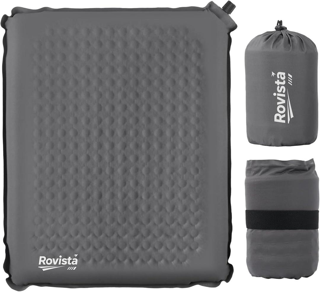 Larger Self-Inflating Airplane Seat Cushion for Long Flights  Portable Travel Cushion Airplane Seat - Memory Foam Travel Seat Cushion Providing Pressure ReliefGrey