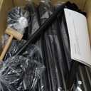 SORCEDAS Portable Wardrobe Closet Storage Organizer Metal Hanging Rack Non-Woven Fabric 34 Inch Grey