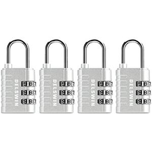 3-Digit Small Combination Lock for Locker - 4 Pack Resettable Luggage Locks for Travel Backpack Suitcase - Gym Employee Locker Lock Combo Padlock