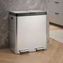Kohler K-23828-ST 82-Liter Stainless Steel Dual-Bin Step Trash Can, Fingerprint Resistant, Soft-Close Lid, Kitchen or Office