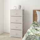 Flash Furniture Harris 4-Drawer Storage Chest of Drawers, Modern Bedroom Dresser with 4 Easy Pull Fabric Drawers and Engineered Wood Top, Light Gray, 11.8"D x 17.8"W x 37.3"H