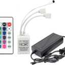 24 Key LED Strip Controller, Wireless Rectifier Control Box, IR Remote Controller, DC 12V 5A Power Supply Plug Adapter for 2835 3528 5050 RGB LED Strip Lights(2 Ports)