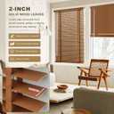 2" Cordless Solid Wood Blinds for Indoor Window,22.5" W x 64" H Walnut