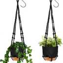 GARDIFE 8 Inch Hanging Planters with Macrame Plant Hanger for Indoor and Outdoor Plants, 2 Pack Large Self Watering Hanging Plant Pot with Basket Flower Pot with Drainage Hole, Black
