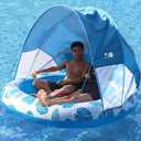 COOLCOOLDEE Inflatable Pool Float with Canopy,2 Person Floating Island,Extra Large with Sun Shade