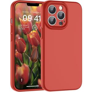 SUPFINE Designed for iPhone 13 Pro Case,Premium Liquid Silicone with [Soft Anti-Scratch Microfiber Lining][Upgraded Camera Protection] Slim Shockproof Protective Phone Case for Men Women Girls,Red