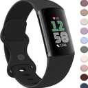 AK Sport Band Compatible with Fitbit Charge 6 Bands/Fitbit Charge 5 Bands Women Men, Classic Soft Replacement Straps Wristbands for Fitbit Charge 6/5 Advanced Fitness & Health Tracker (Black, Small)