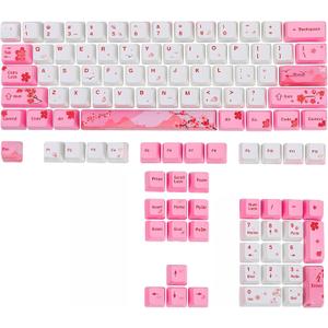 GTSP 104 Pink Keycaps Cute Japanese Custom Gaming keycap Set of Dye-Sub OEM Profile for Cherry Mx Gateron Kailh Switch 87/104 60% Mechanical Keyboard (Pink)