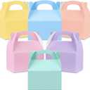 24 Pcs Pastel Party Favor Treat Boxes, Colorful Paper Candy Gift Gable Boxes for Party Favors, Pastel Goodie Box for Birthday Wedding Spring Easter Parties Supplies Decorations, 6 x 3.5 x 3 Inches