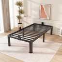 FUIOBYVV Twin Bed Frames with Round Corner Edge Legs, 14 Inch High 3500 lbs Heavy Duty Metal Platform Bed Frame Twin Size, No Box Spring Needed/Non-Slip/Steel Slat Support/Noise Free