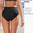 Women Plus Size V Cut Full Coverage Bikini Bottom - High Waist Swim Bathing Suit Bottoms Cross V Front Swimsuit Black 20W
