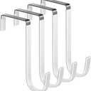 Mars-Rock Over The Door Metal Hooks with Plastic Coating 5.5" Fit 0.5" to 2" Wide Door 4 Pcs Heavy Duty Single Towel Robe Rack Wreath Bathroom Shower Hanger Shoe Organizer Ironing Board Short White