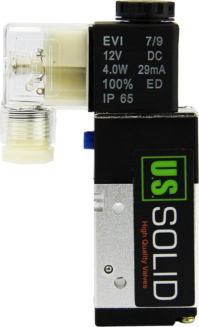 U.S. Solid 1/4inches NPT 3 Way 2 Position Pneumatic Electric Solenoid Valve DC 12 V