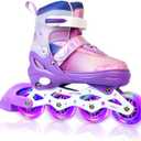 Kids Adjustable Inline Skates for Girls Boys and Adults, Blades Skate with Outdoor All Light Up Wheels for Beginner Youth Women (Small(US 10C-12.5C) Little Kids, Purple)