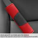 2PCS Car Seat Belt Cover, Soft Leather Vehicle Seatbelt Strap Shoulder Cushion Pad, Comfortable Automotive Interior Seat Belt Harness Mat, Universal for Truck SUV RV (Red)